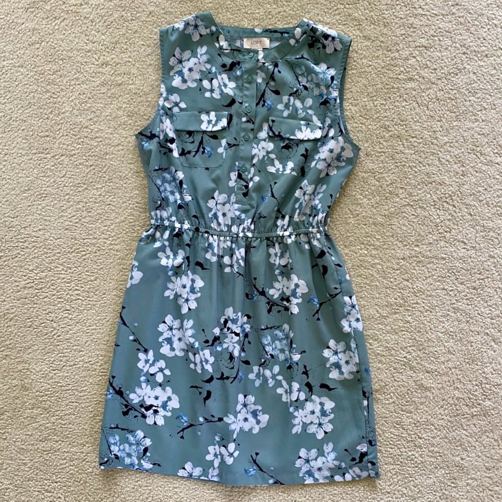 Loft Sleeveless Print Dress Size S